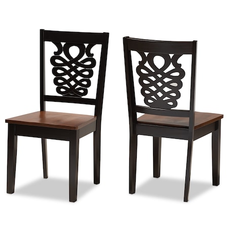 Baxton Studio Gervais Modern Two-Tone Dark Brown and Walnut Brown Finished Wood 2-PC Dining Chair Set 178-11384-Zoro